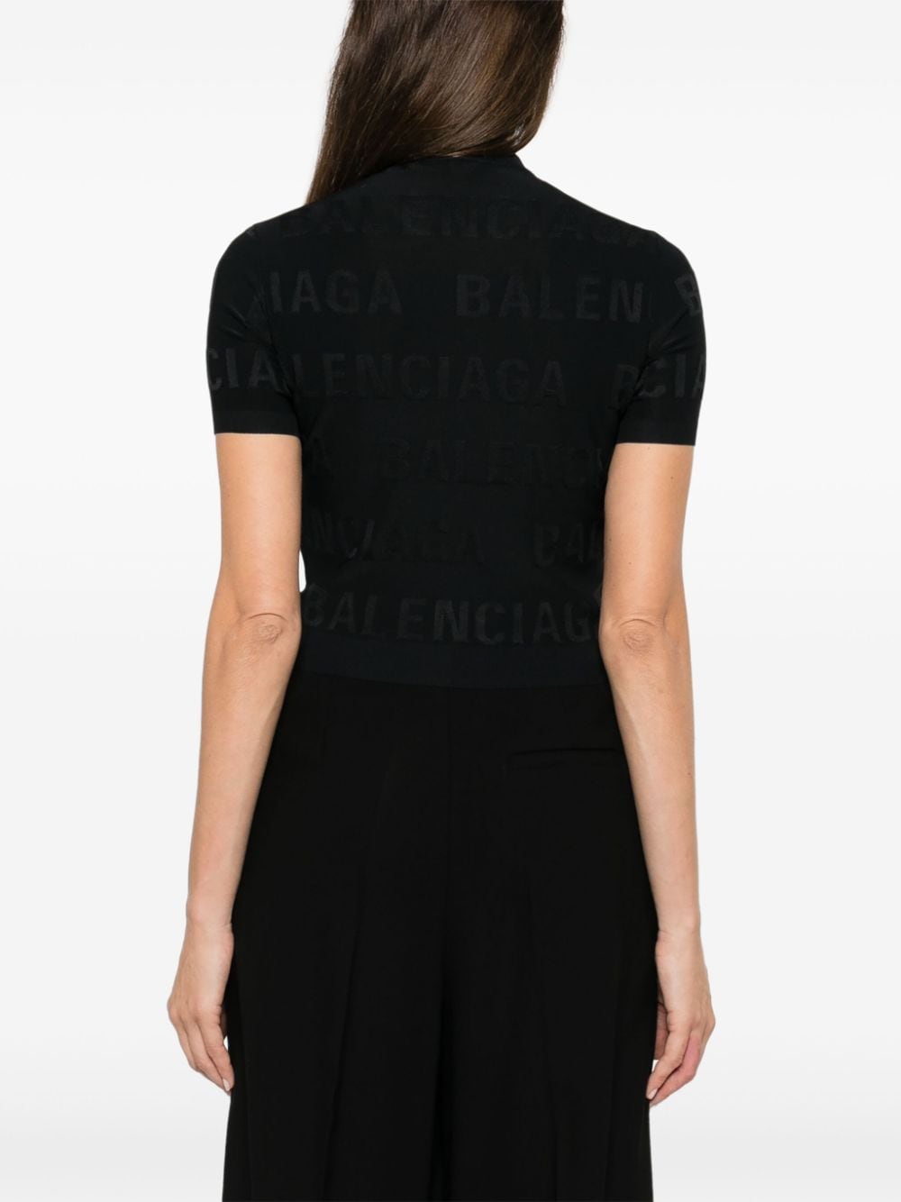 Balenciaga Women's Jacquard Logo Crop Top