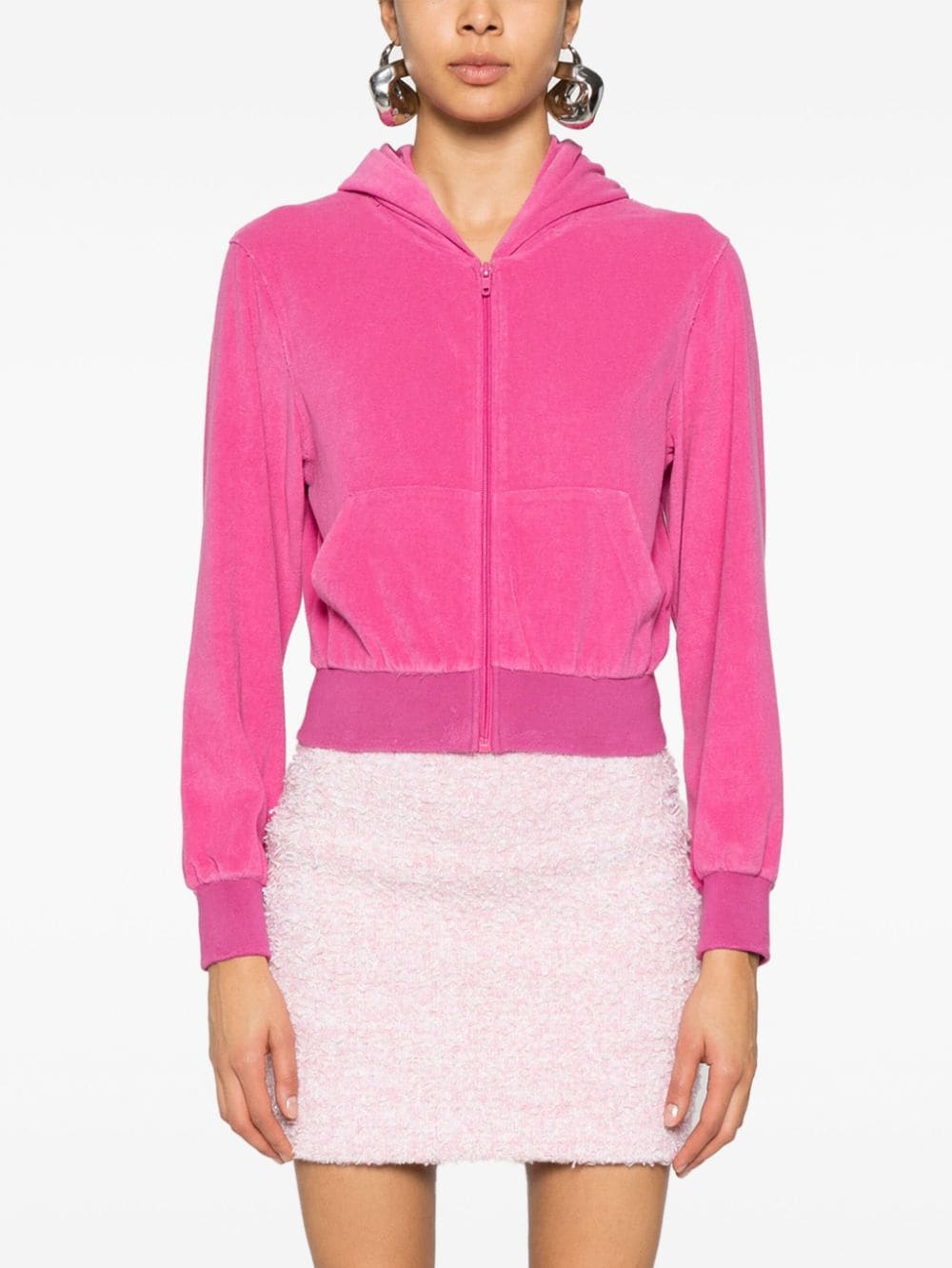 Balenciaga Women's Rhinestone-Logo Zipped Hoodie
