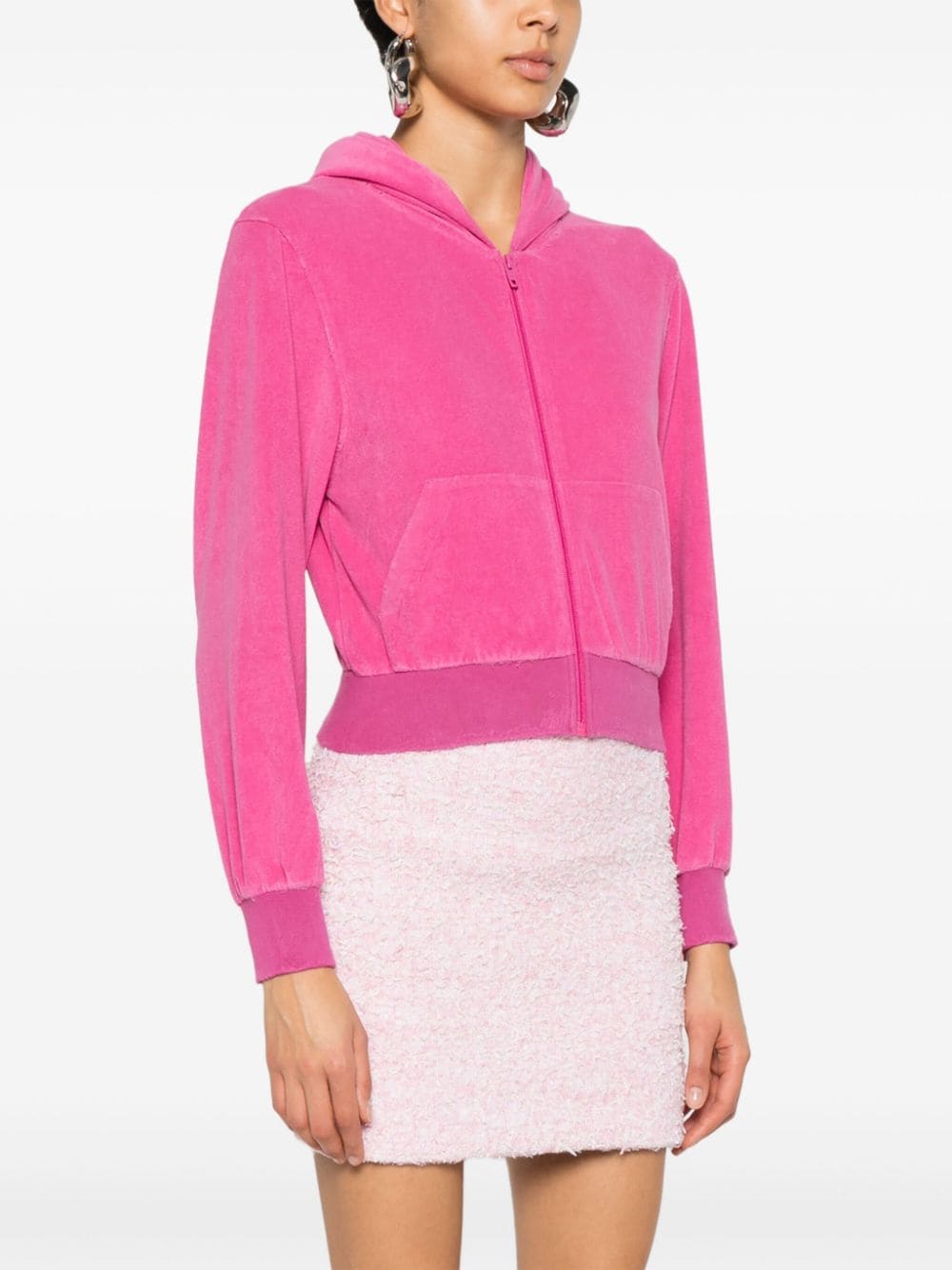 Balenciaga Women's Rhinestone-Logo Zipped Hoodie