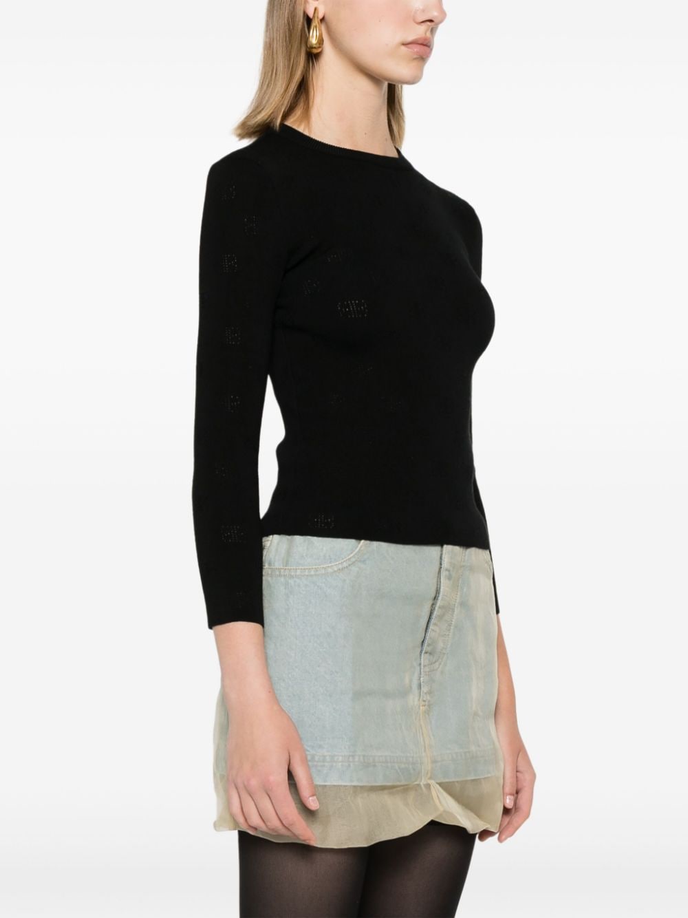 Balenciaga Women's Bb-Pattern Open-Knit Jumper