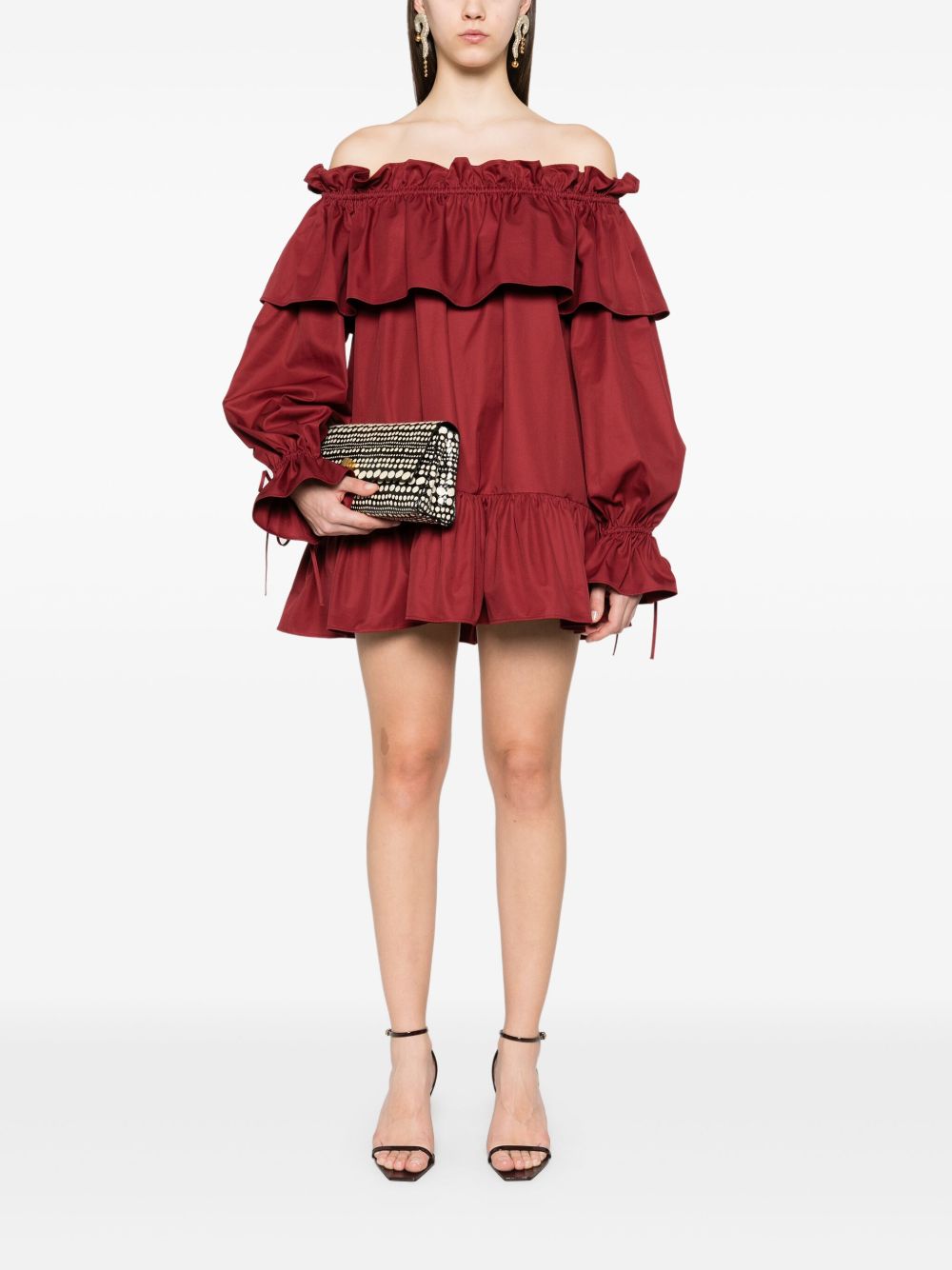Saint Laurent Women's Ruffled Cotton Mini Dress