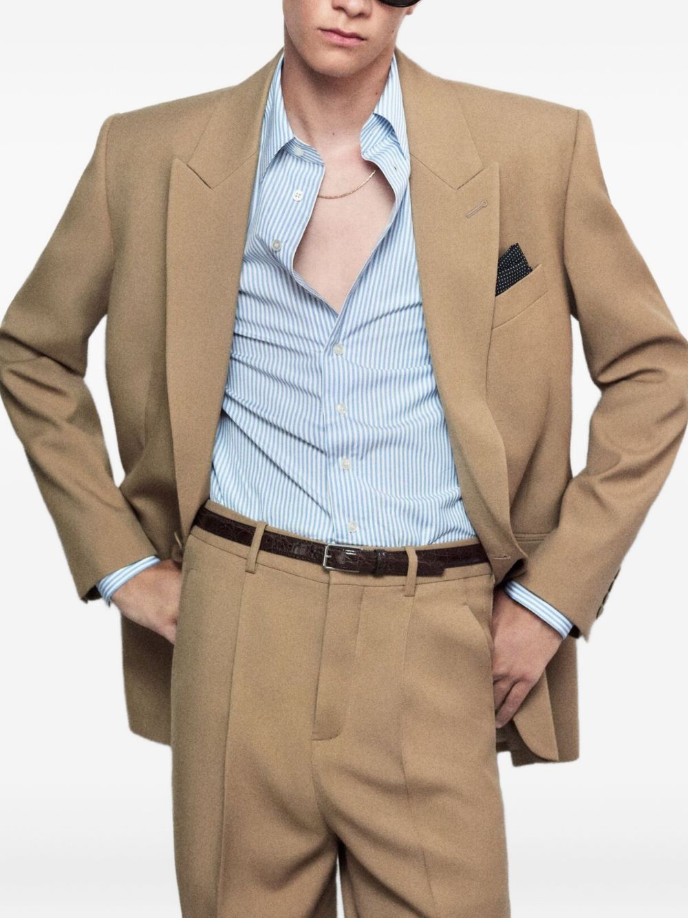 Saint Laurent Men's Natural Blazer Structured Wool