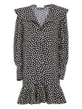 Chloã© V-Neck Long Sleeves Dotted Silk Dress