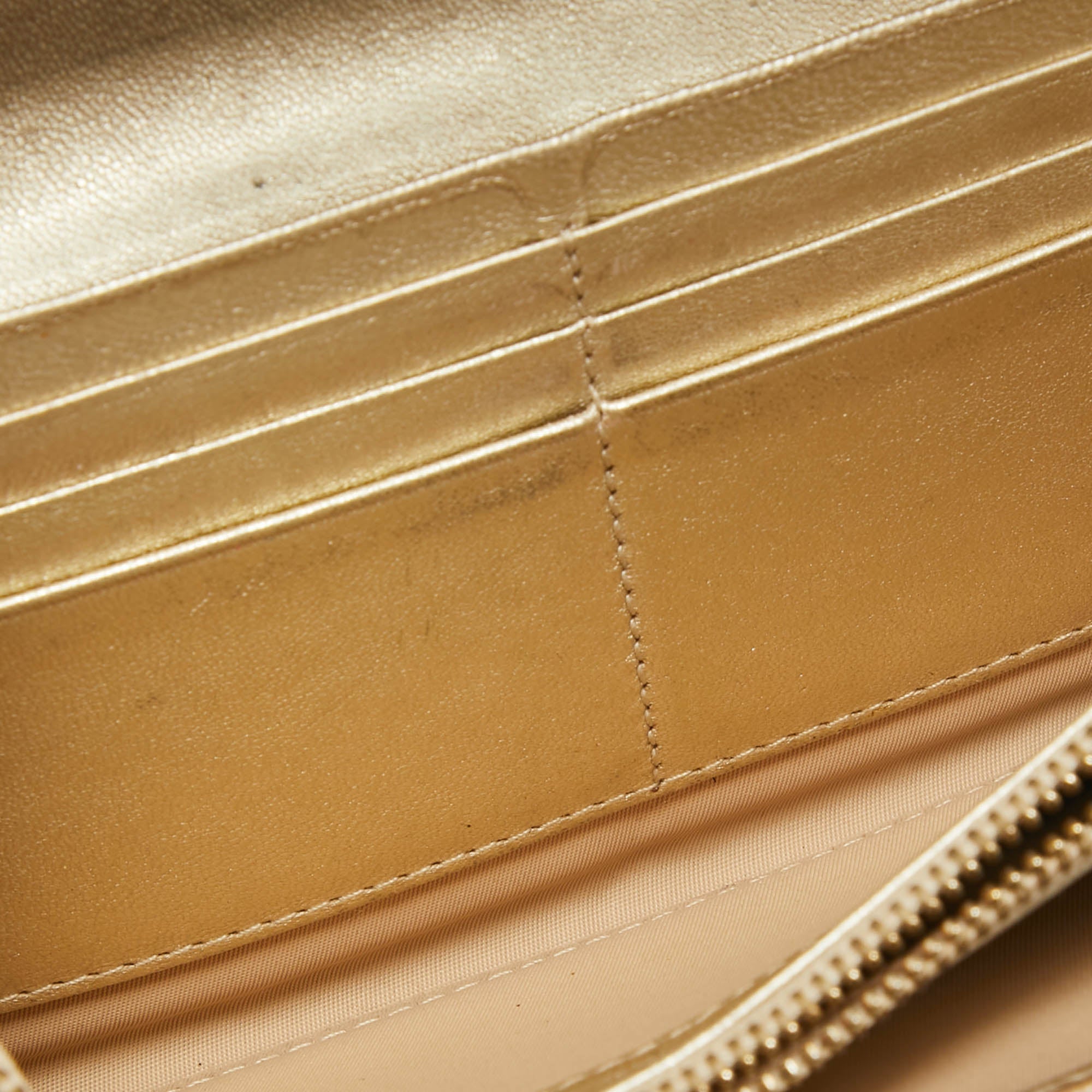 Dior Gold Oblique Embossed  Leather Continental Wallet
