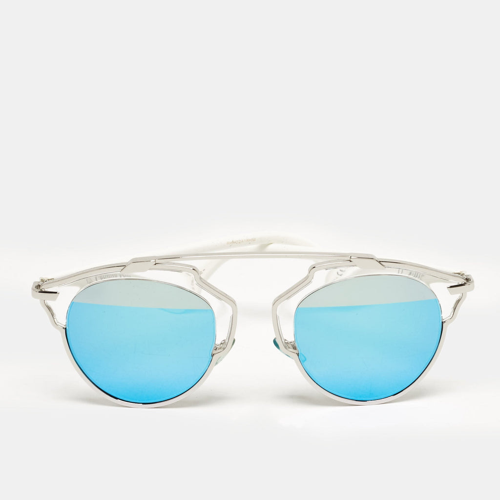 Dior White/blue Mirrored Diorso1 :1 Rep Round Sunglasses