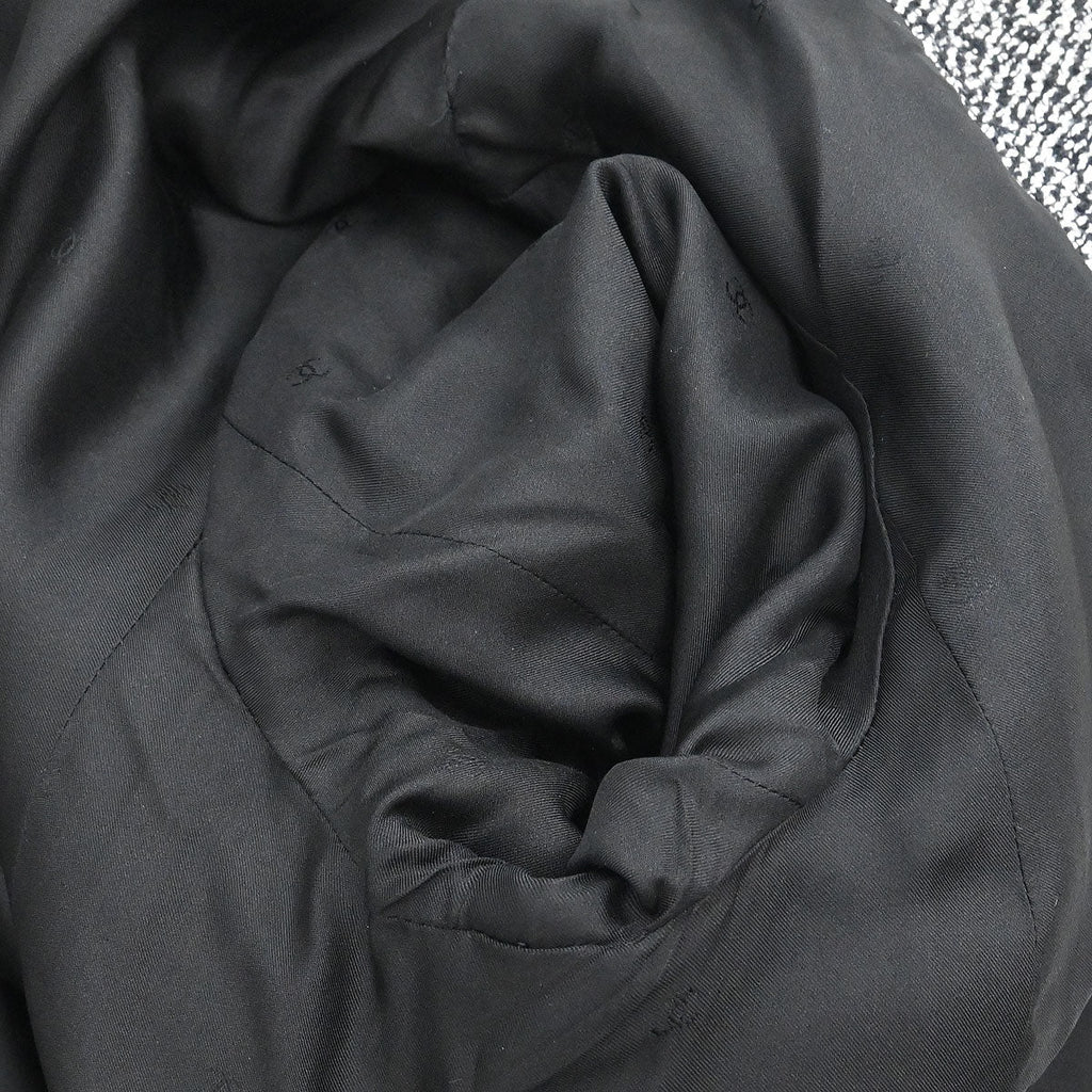 Chanel 1997 Single Breasted Collarless Jacket Black #46