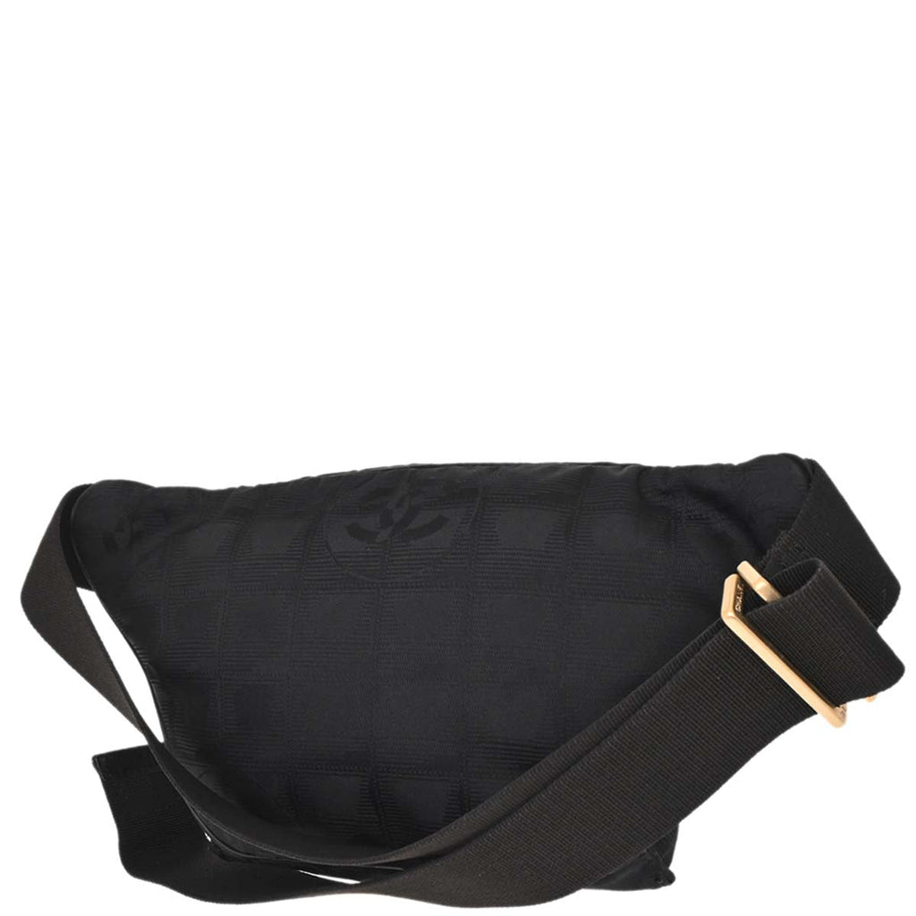 Chanel Black Jacquard Nylon Travel Line Waist Bum Bag