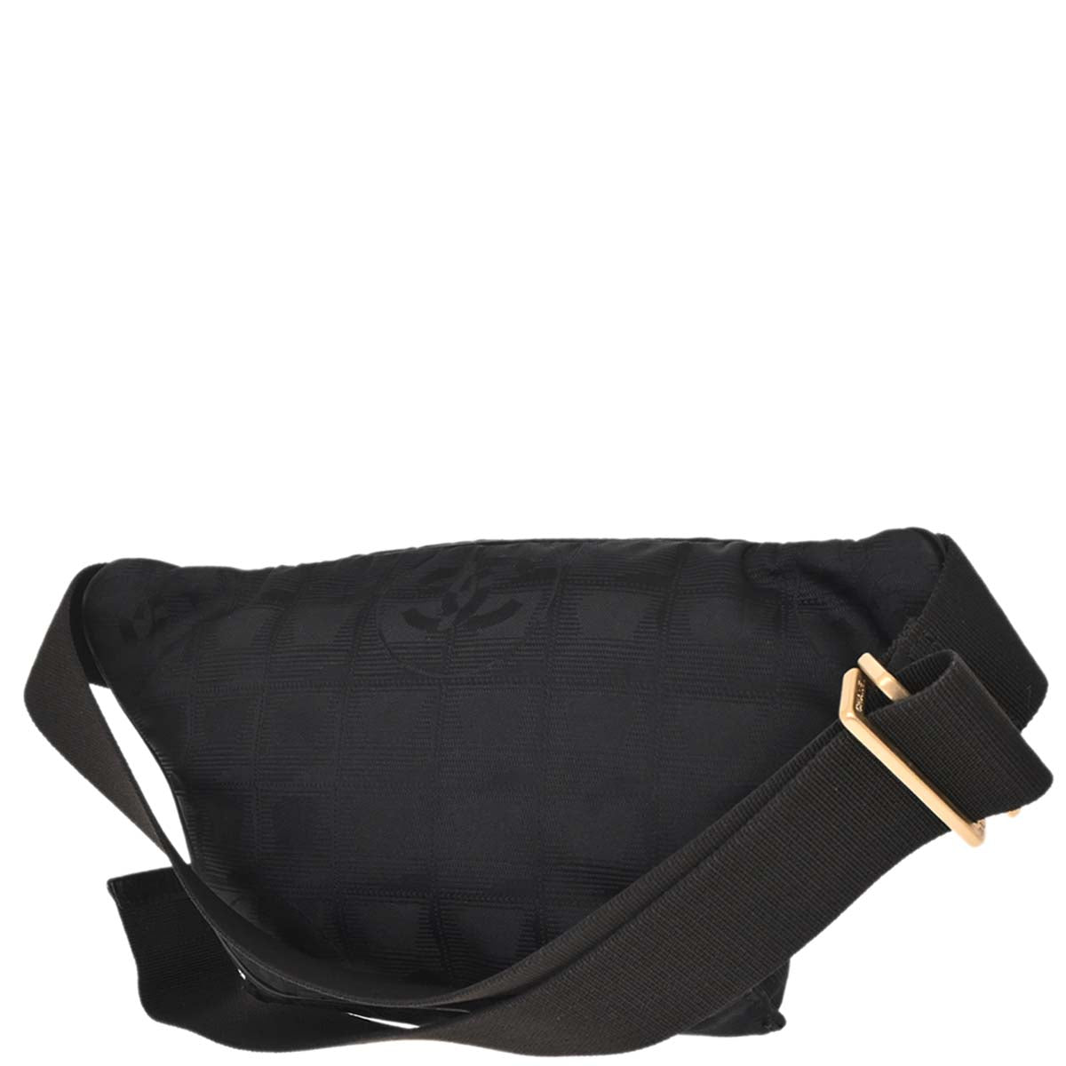 Chanel Black Jacquard Nylon Travel Line Waist Bum Bag