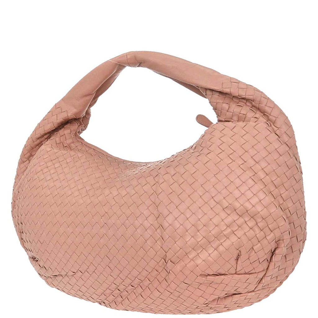 Bottega Veneta Pink Beige Lambskin Intrecciato Hobo Handbag