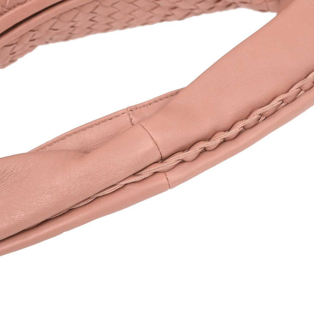 Bottega Veneta Pink Beige Lambskin Intrecciato Hobo Handbag