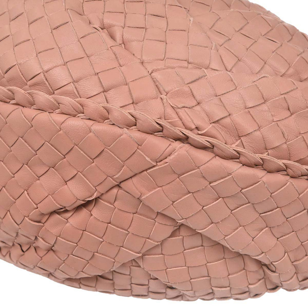 Bottega Veneta Pink Beige Lambskin Intrecciato Hobo Handbag