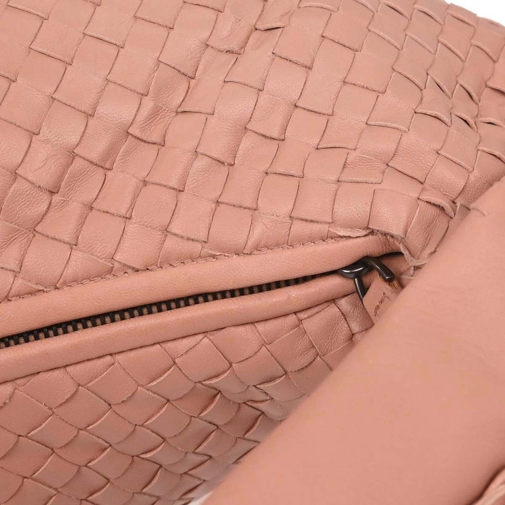 Bottega Veneta Pink Beige Lambskin Intrecciato Hobo Handbag