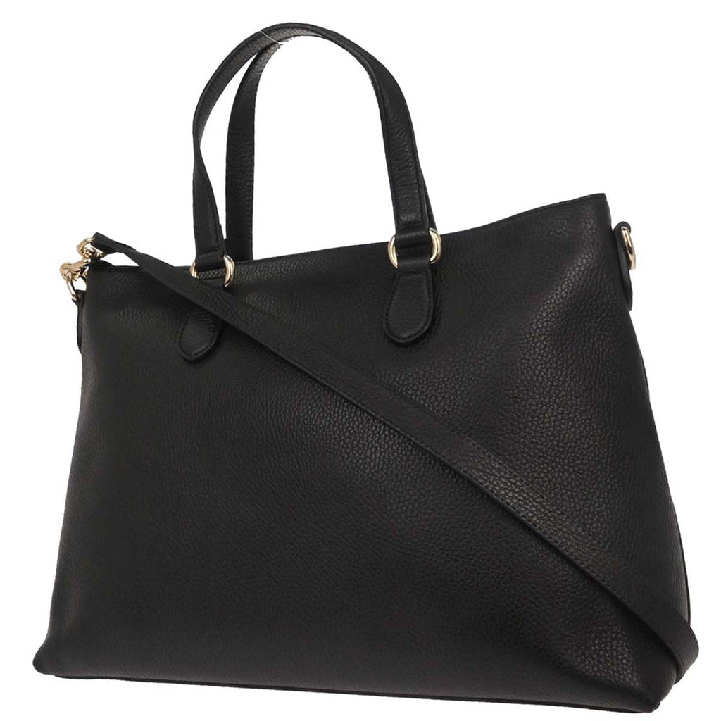 Gucci Black Leather Bamboo Tassel Tote 2way Shoulder Handbag