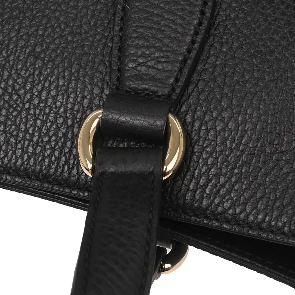 Gucci Black Leather Bamboo Tassel Tote 2way Shoulder Handbag