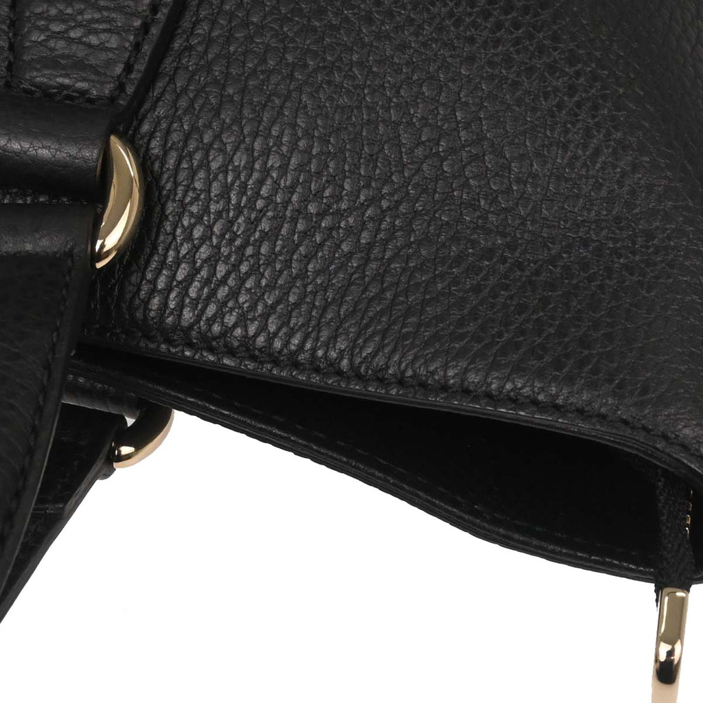 Gucci Black Leather Bamboo Tassel Tote 2way Shoulder Handbag