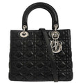 Christian Dior Black Lambskin Lady Dior Cannage 2way Shoulder Handbag