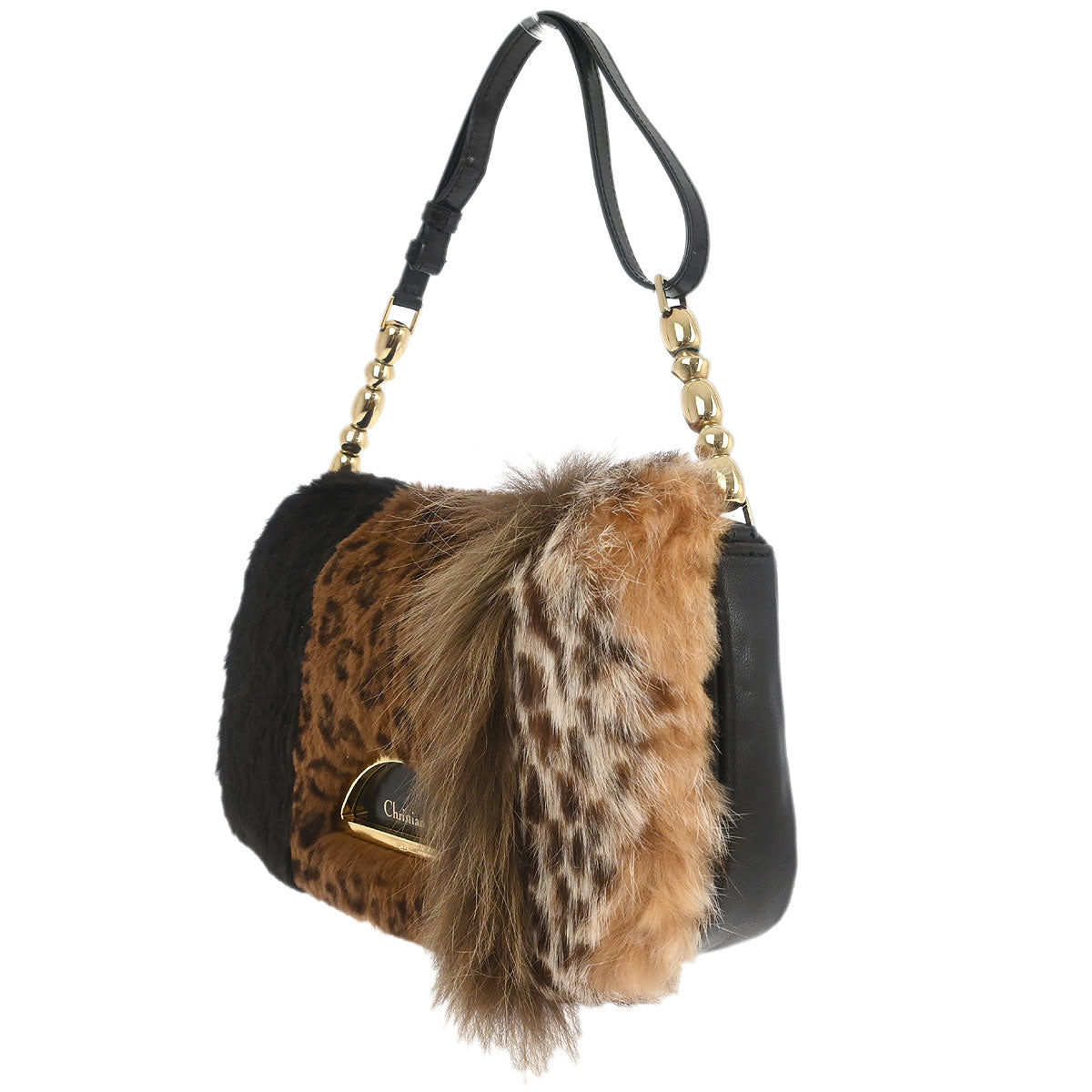 Christian Dior * Brown Fur Malice Handbag