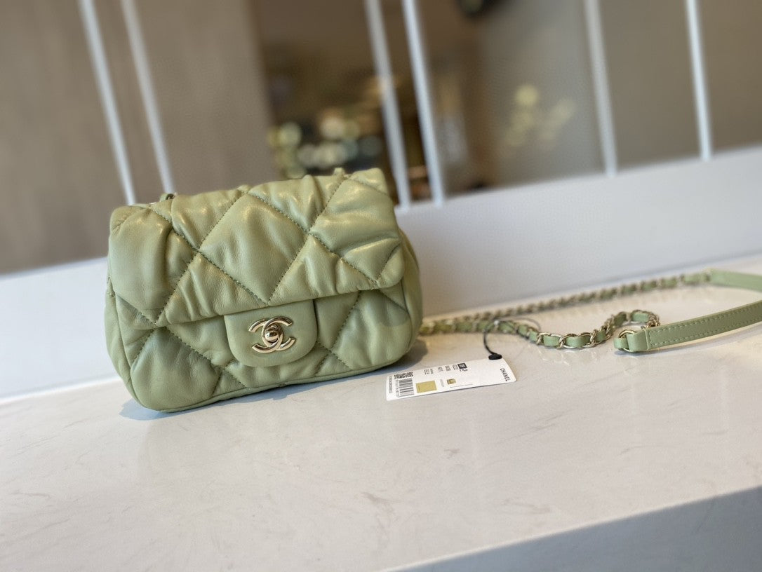ChanelSmall GlamIap Bag Gold Hardware Green For Women Handbags, Shoulder Bags 7.5in/19cm AS2232