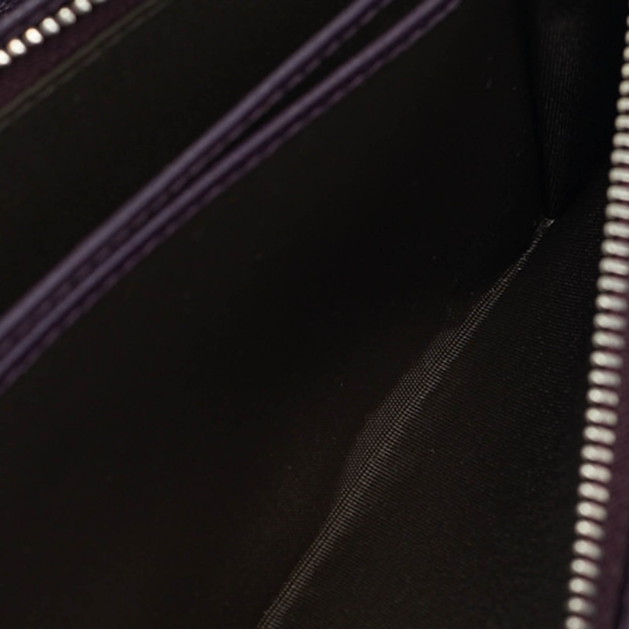 Dior Purple Cannage  Leather Lady Dior Wallet On Chain