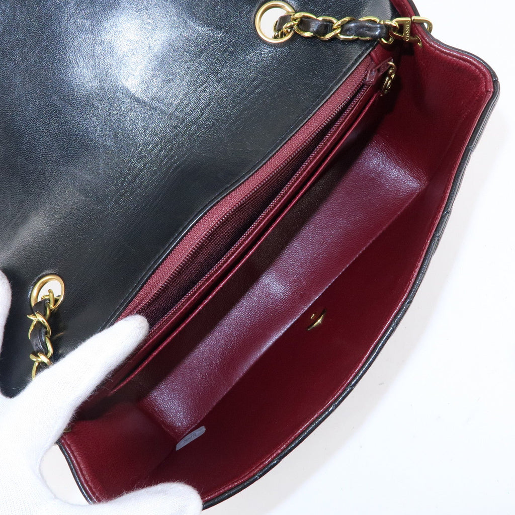 CHANEL Matelasse Lambskin Diana Chain Shoulder Bag Black A01165