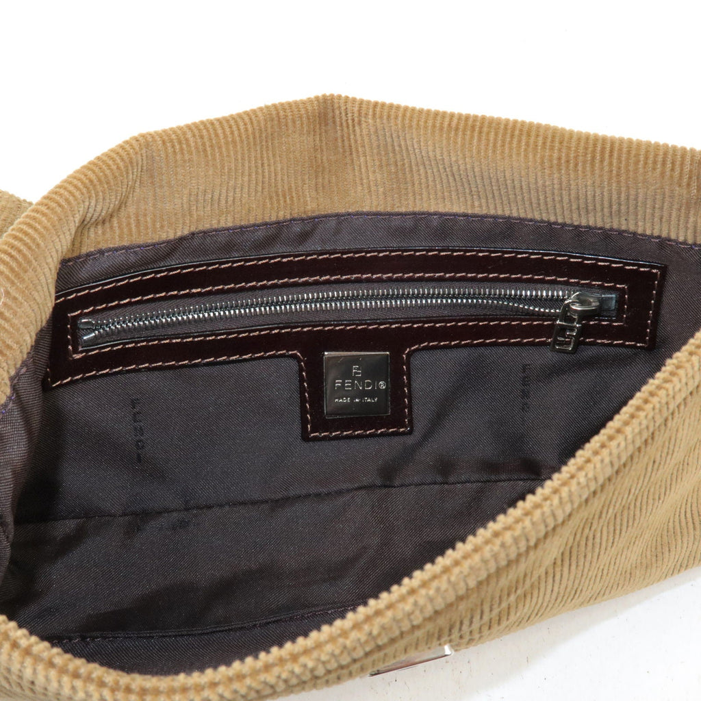 FENDI Corduroy Shoulder Bag Hand Bag Brown 26776 Brown