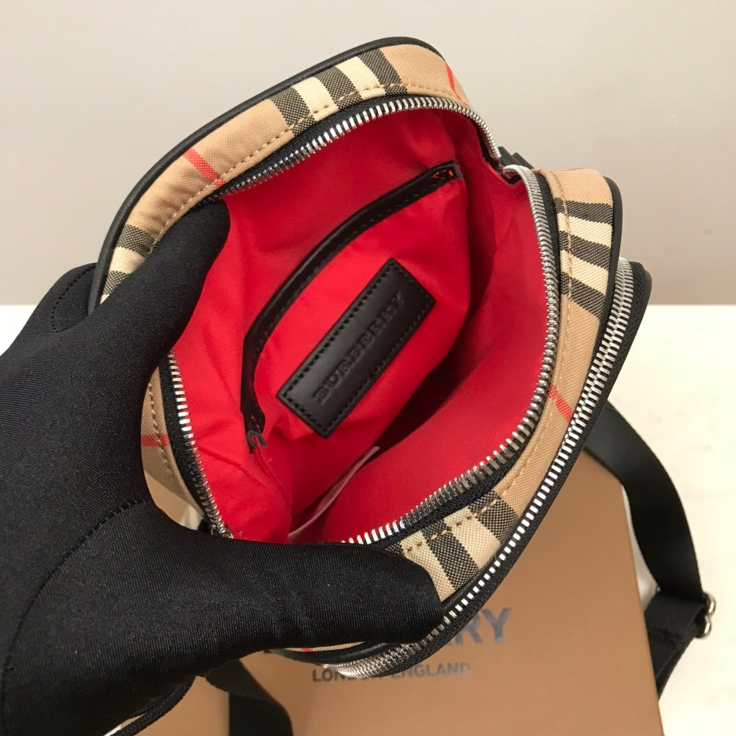 Vintage Check And Crossbody Bag For Men, Bags 8.7in/22cm