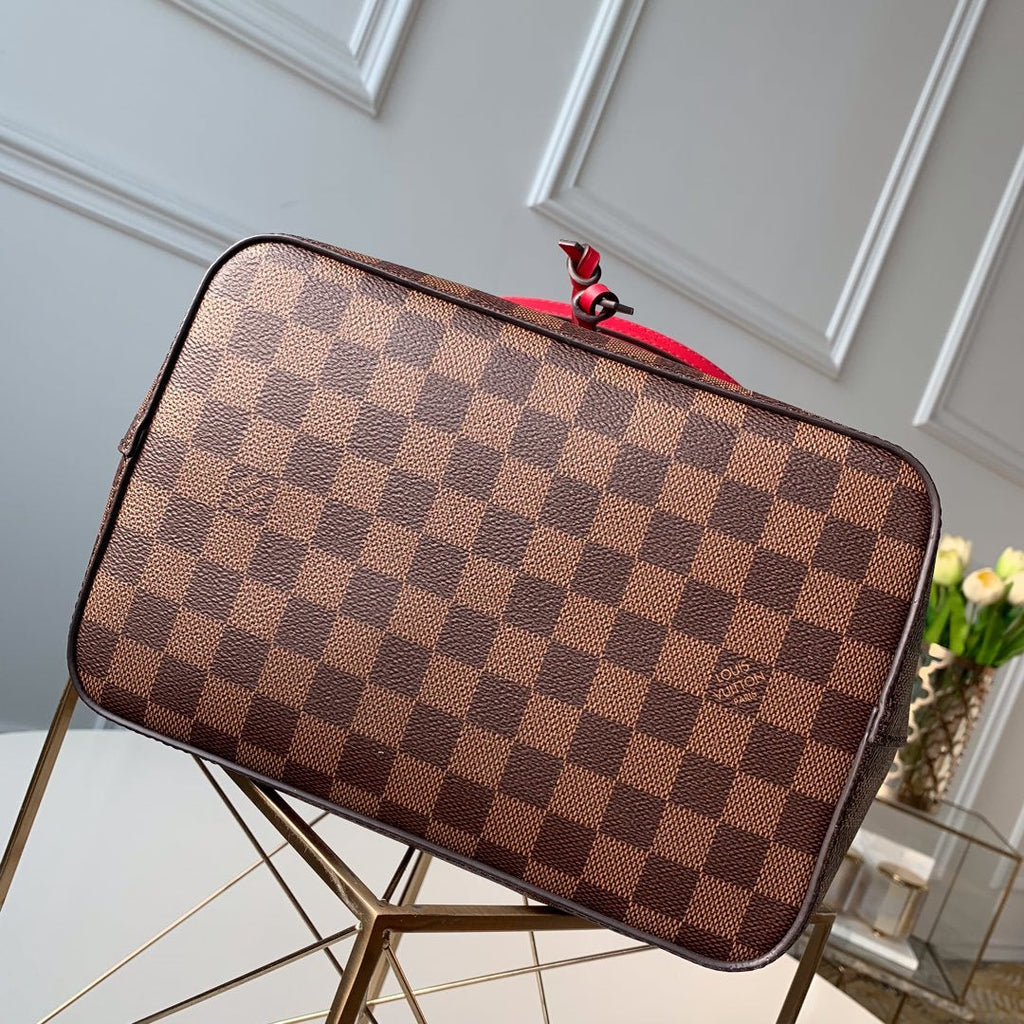 Louis Vuitton NeoNoe MM Bucket Bag Damier Ebene Canvas Cherry Berry For Women,  Shoulder And Crossbody Bags 10.2in/26cm Louis Vuitton N40214