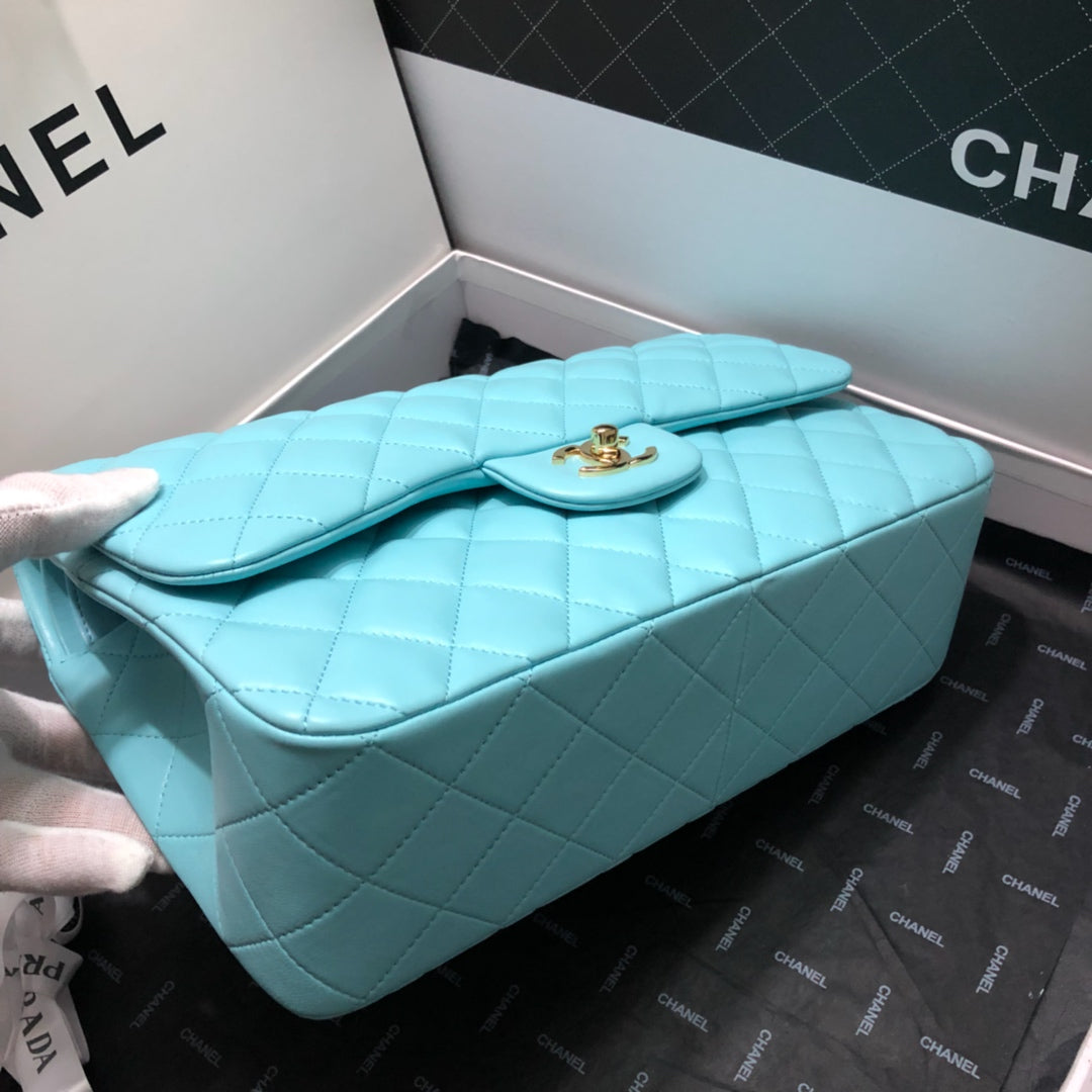 ChanelLarge Classic Handbag Gold Hardware Blue For Women Handbags, Shoulder Bags 11.8in/30cm