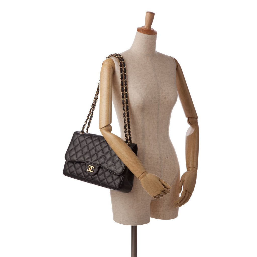 Chanel Classic Double Flap Jumbo Black Caviar Gold