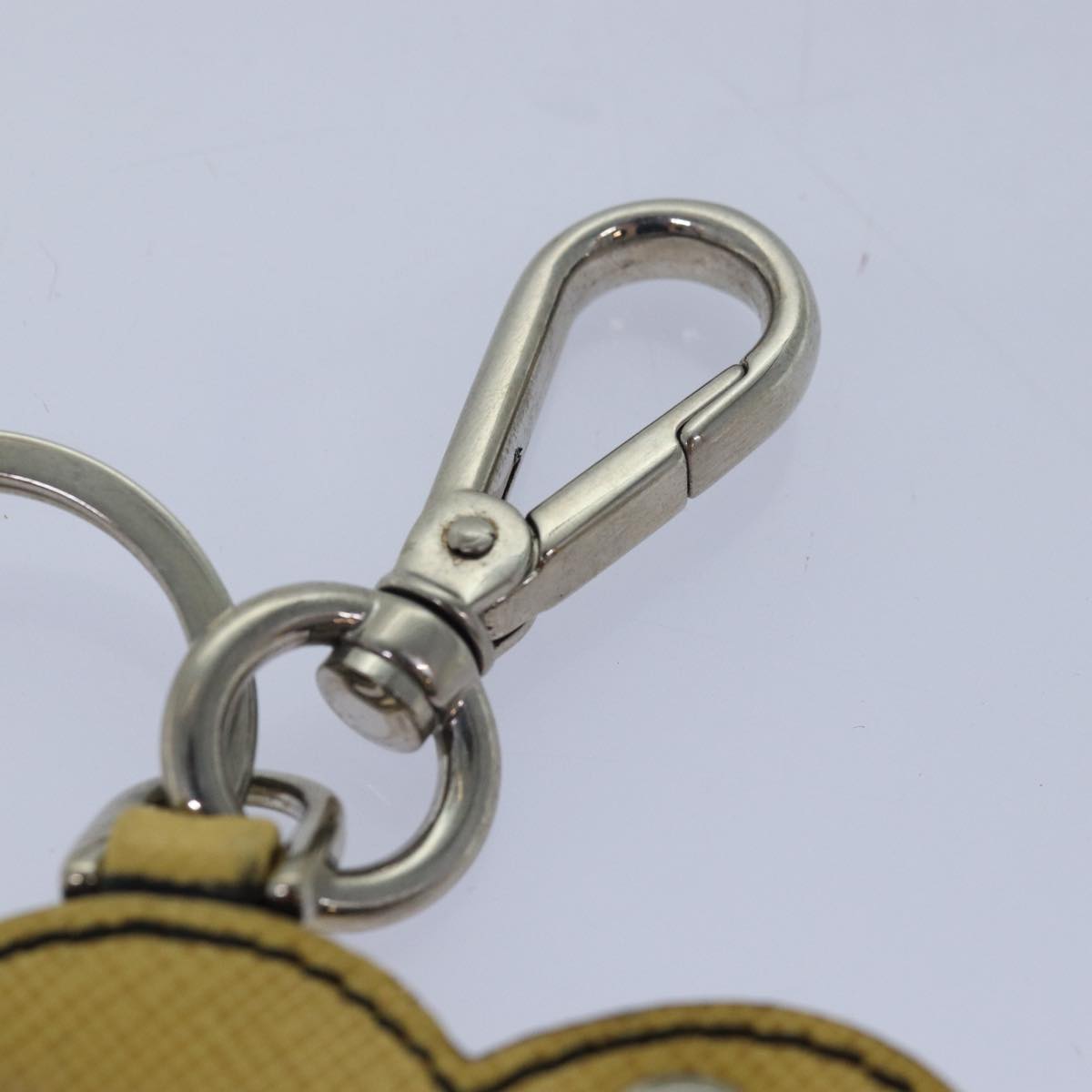 Prada Charm Logo Key Ring Saffiano Leather Yellow Leather Accessory