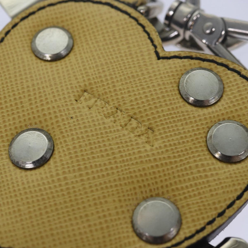 Prada Charm Logo Key Ring Saffiano Leather Yellow Leather Accessory