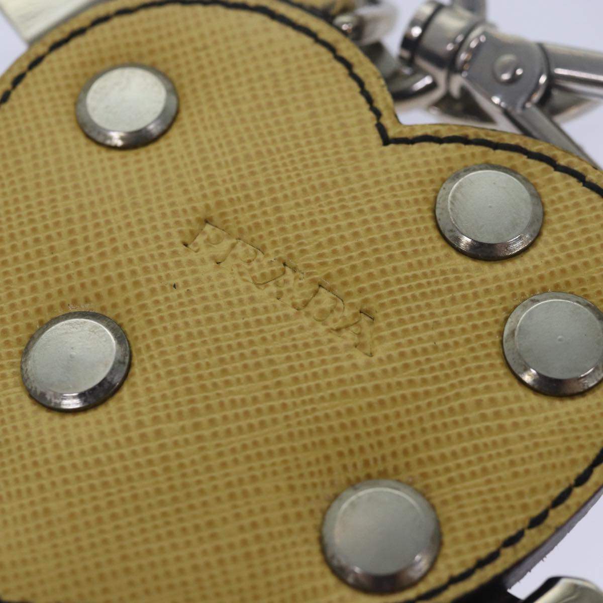 Prada Charm Logo Key Ring Saffiano Leather Yellow Leather Accessory