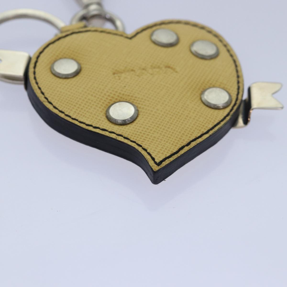 Prada Charm Logo Key Ring Saffiano Leather Yellow Leather Accessory