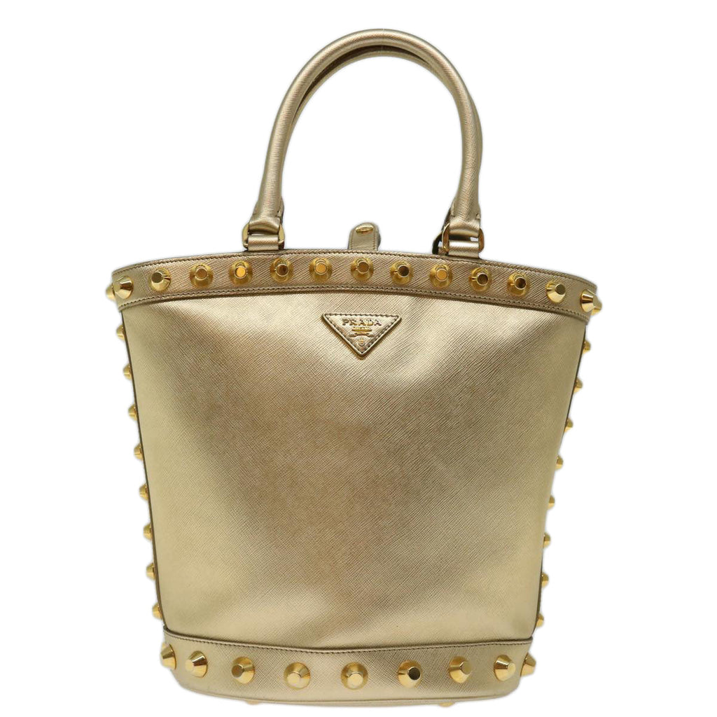 Prada Saffiano Gold Leather Handbag
