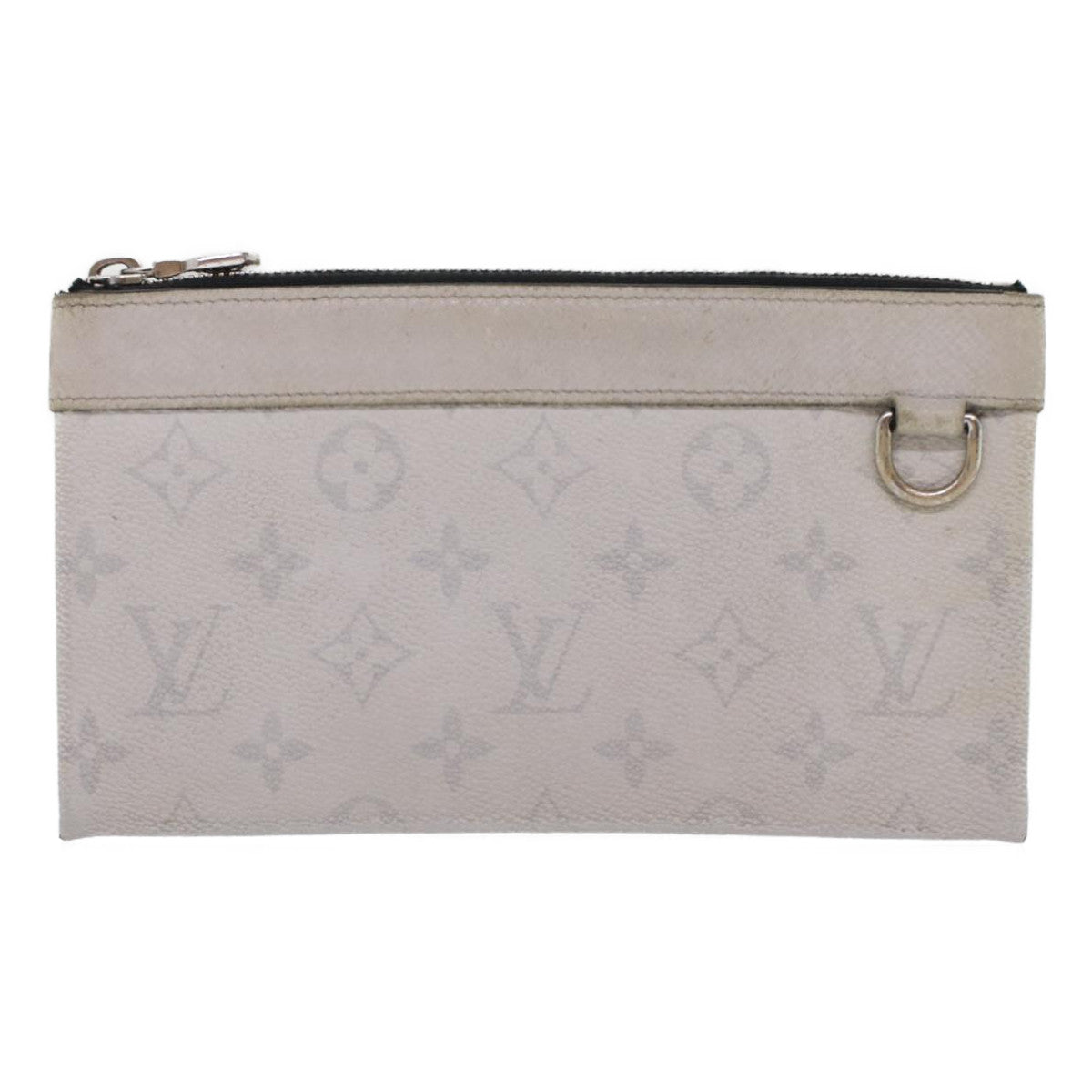 Louis Vuitton Discovery Pochette Monogram Taigarama Gray Leather Clutche & Pouche Bag