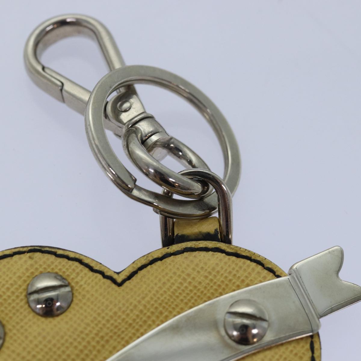 Prada Charm Logo Key Ring Saffiano Leather Yellow Leather Accessory
