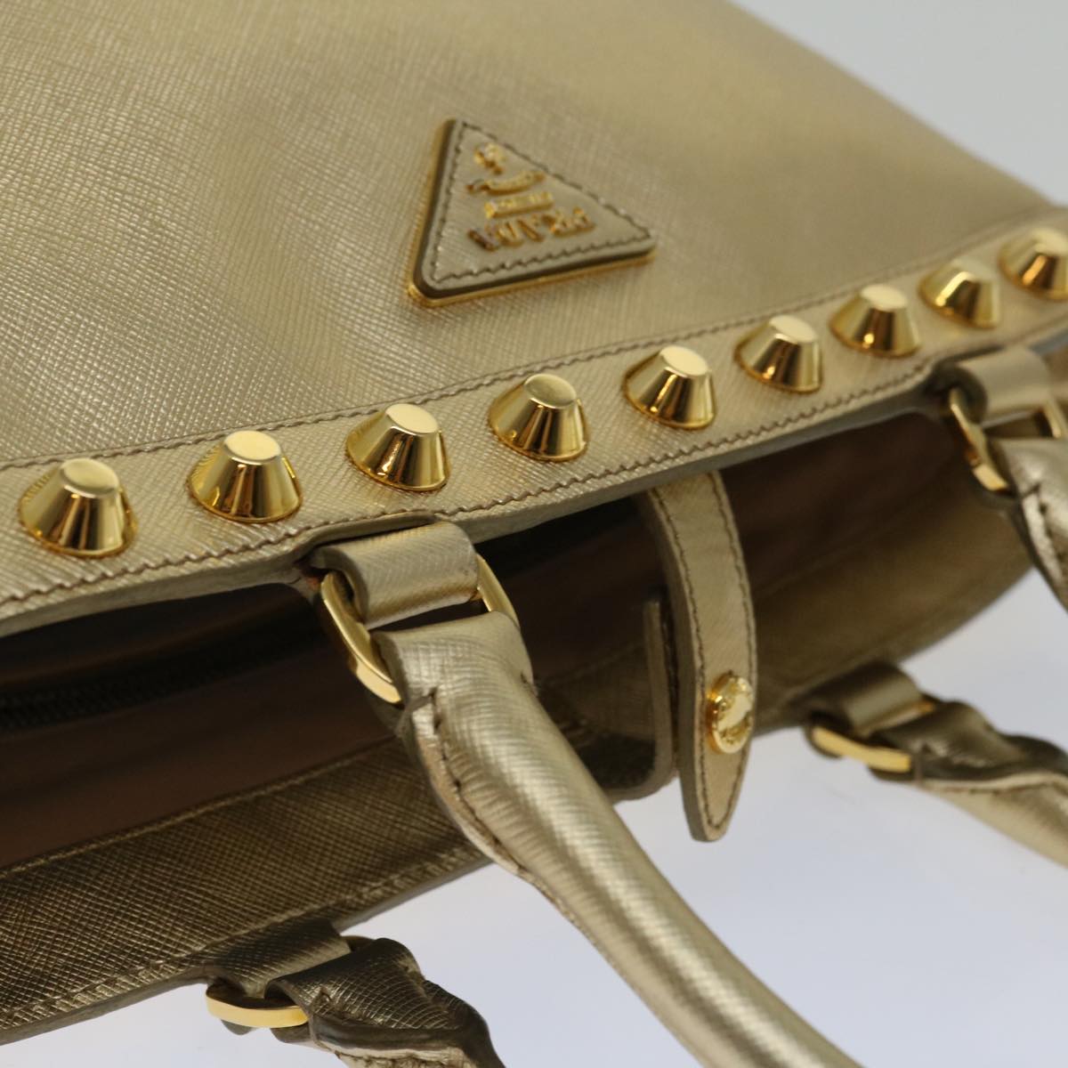 Prada Saffiano Gold Leather Handbag