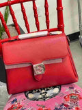 Gucci Gucci Interlocking Chain Shoulder Bag, Red Calfskin, Small