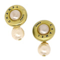 Chanel Cuff Links Faux Pearl Gold 94A