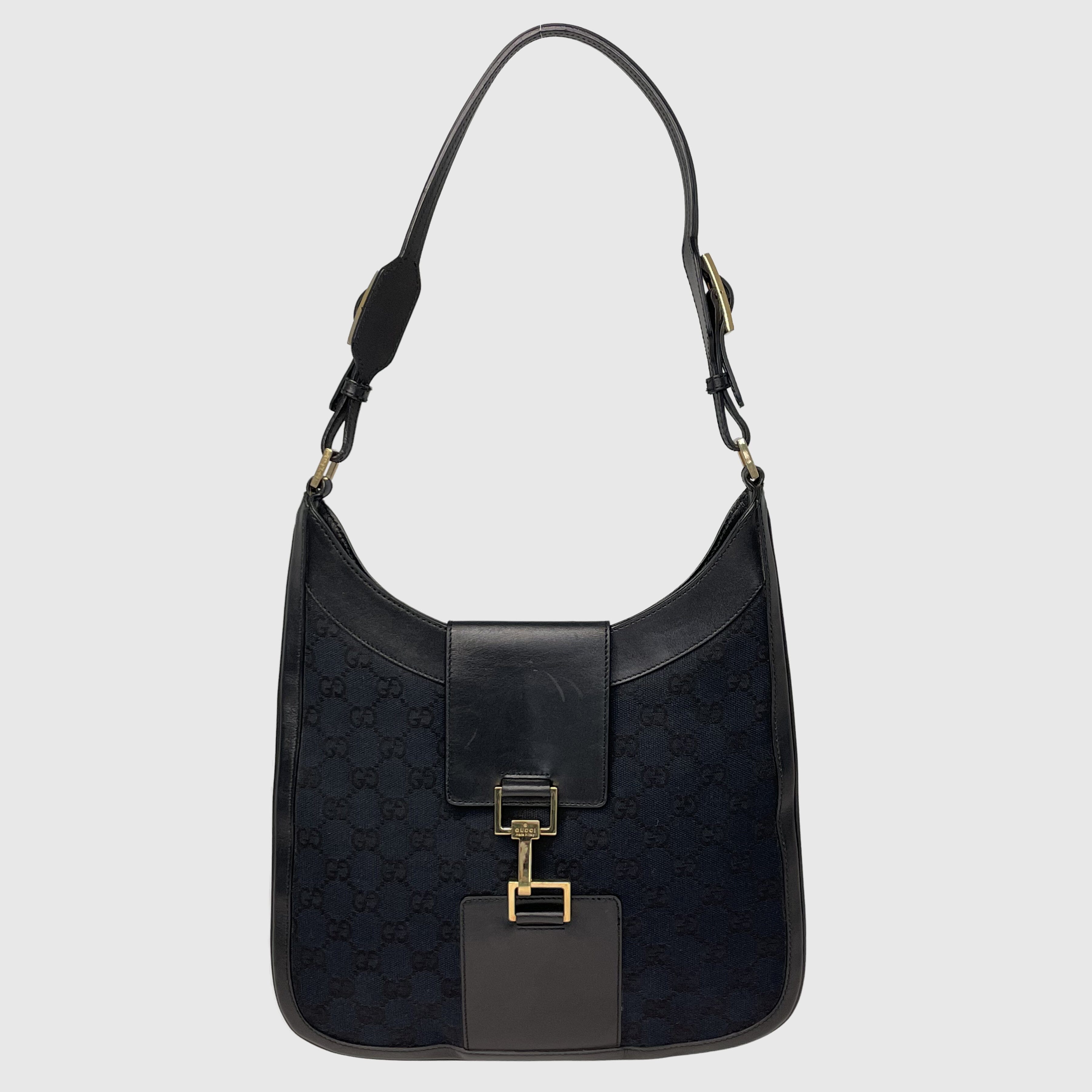 Black GG Jackie Horse Bit Lock Shoulder Bag