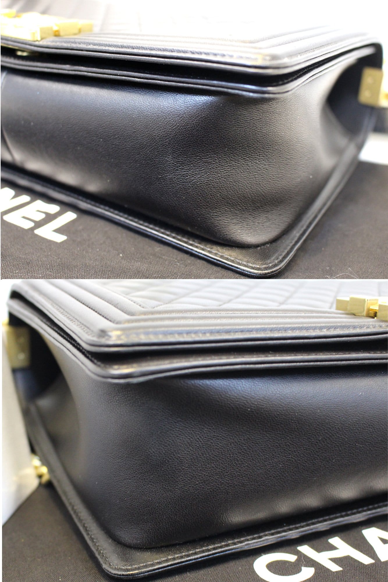 Chanel Le Boy Medium  Leather Shoulder Bag Black