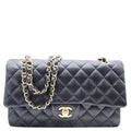Chanel Classic Double Flap Medium Leather Shoulder Bag Black