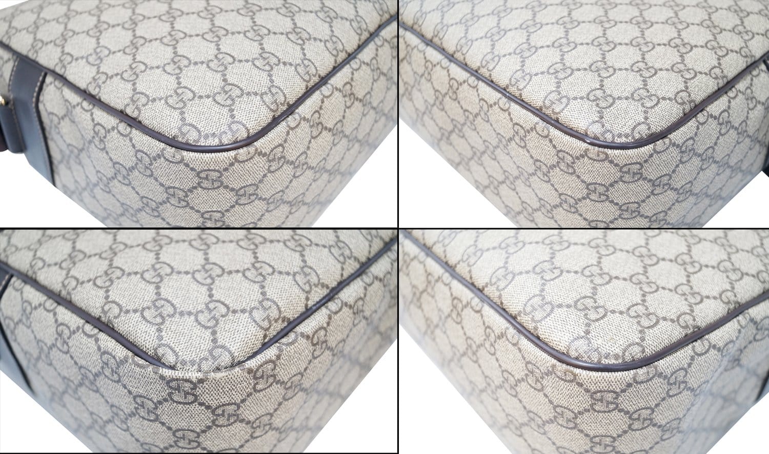 GUCCI Men's Beige/Ebony Gucci  Plus Coated Canvas Messenger Crossbody Bag 211107