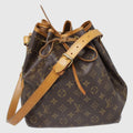 Brown Monogram Petite Noe Shoulder Bag