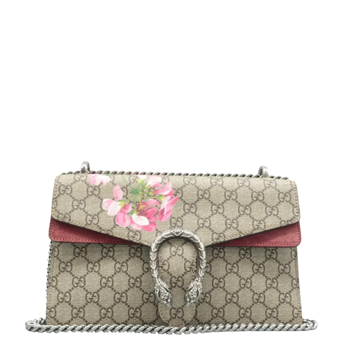 GUCCI Dionysus Medium Blooms Gucci Supreme Canvas Shoulder Bag Beige 400249