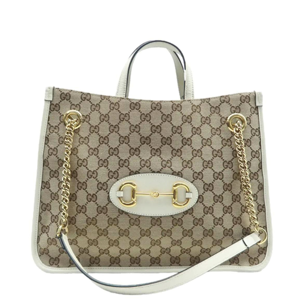 GUCCI Horsebit 1955 Gucci Supreme Canvas Tote Bag White 621144