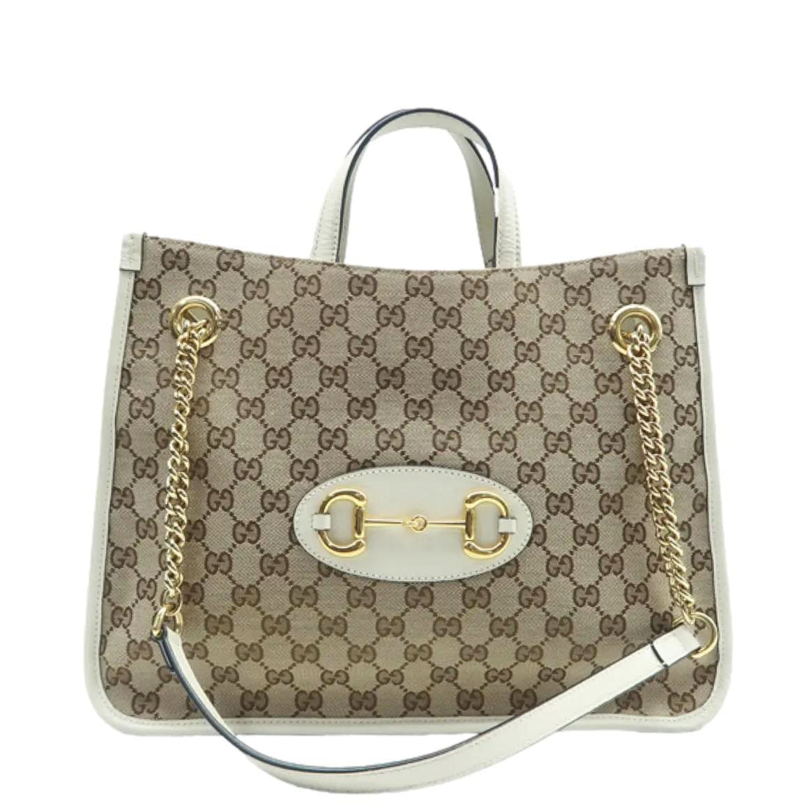 GUCCI Horsebit 1955 Gucci Supreme Canvas Tote Bag White 621144