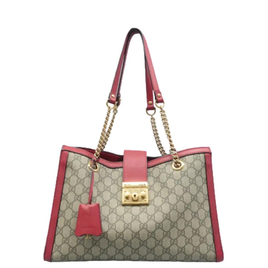 GUCCI Padlock Medium Gucci Supreme Canvas Tote Bag Red 479197