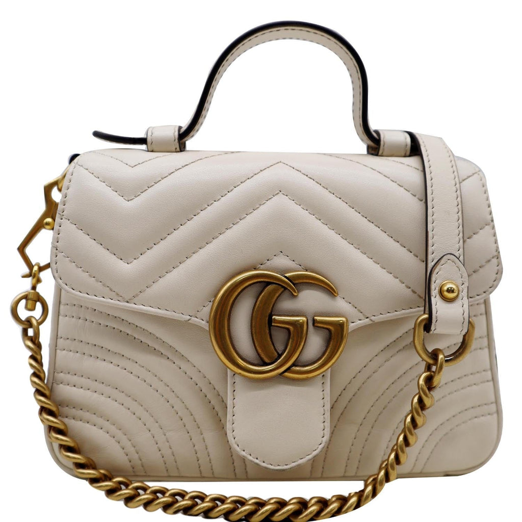 GUCCI Gucci Marmont Mini Top Handle Shoulder Bag White 547260