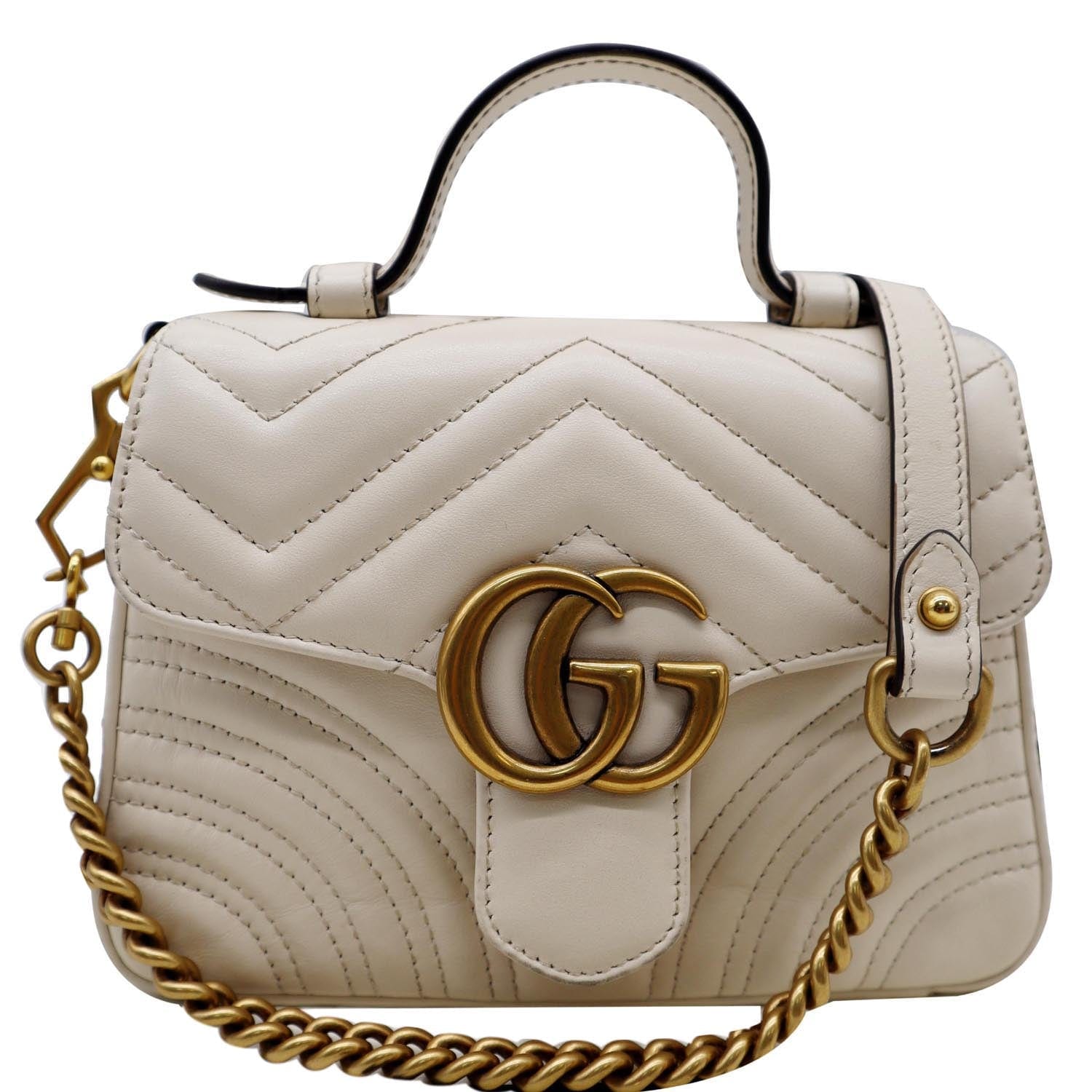 GUCCI Gucci Marmont Mini Top Handle Shoulder Bag White 547260